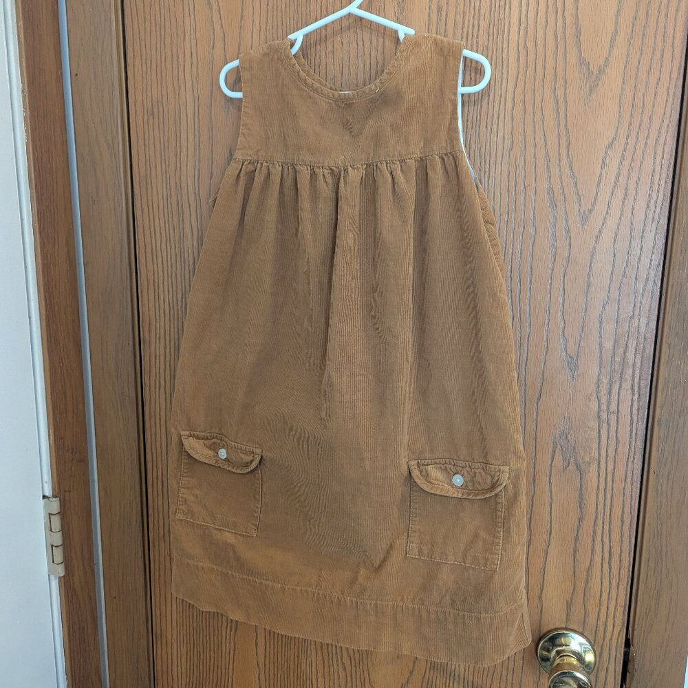 Olive Juice Corduroy Khaki Dress with Pockets and Buttons Down the Back-Girls 8